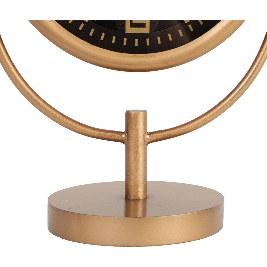 Gold Metal Moving Gears Stem Desk Clock