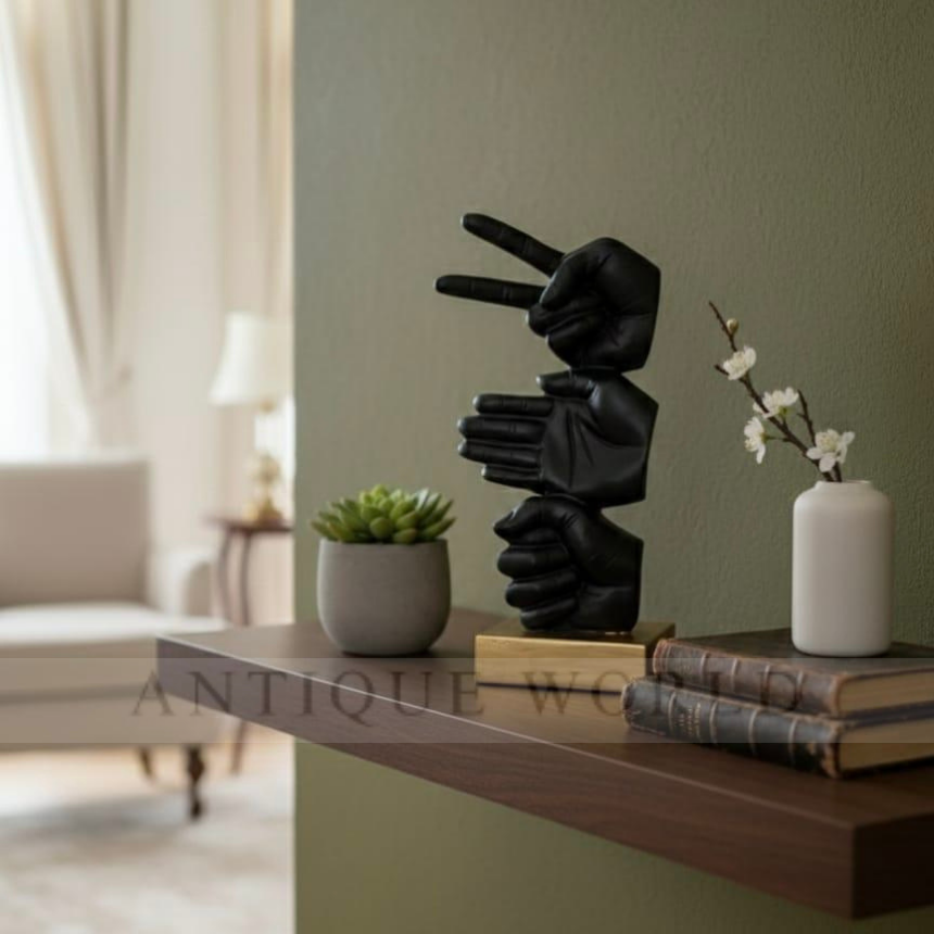 Modern Triple Hand Gesture Sculpture