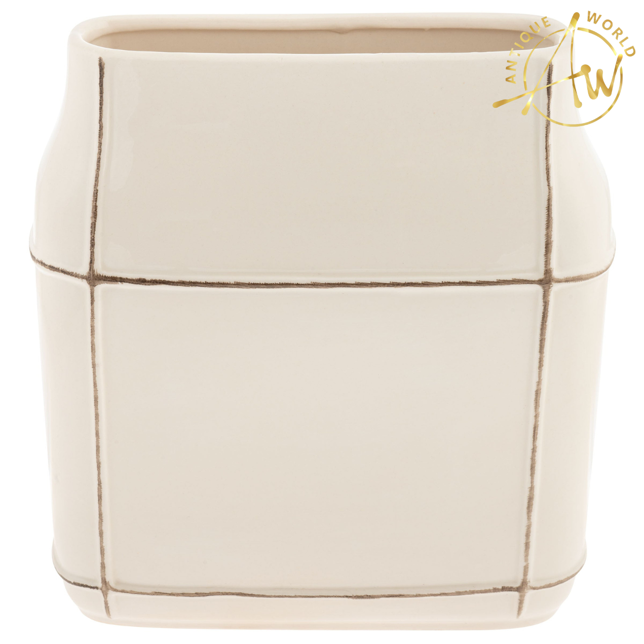 Flat Check White Vase