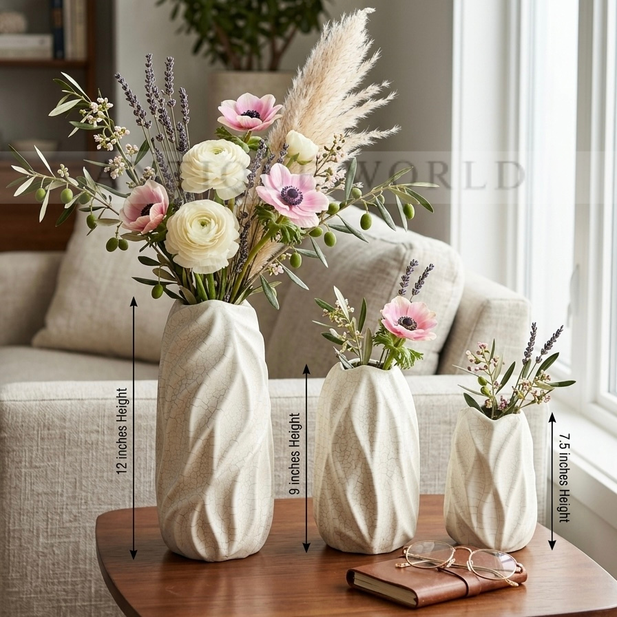 Textured Ceramic Vase ( Set of 3pc )