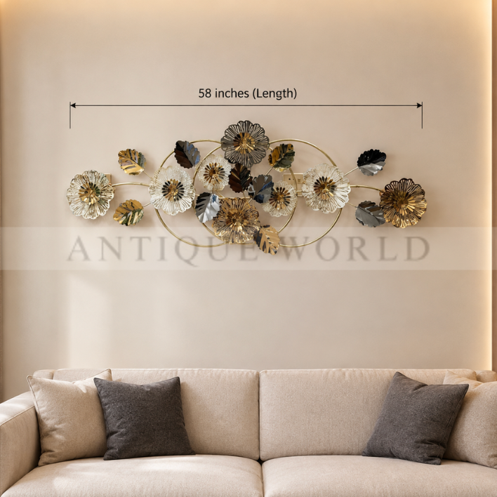 Golden Bloom Harmony Elegance Metal Wall Art