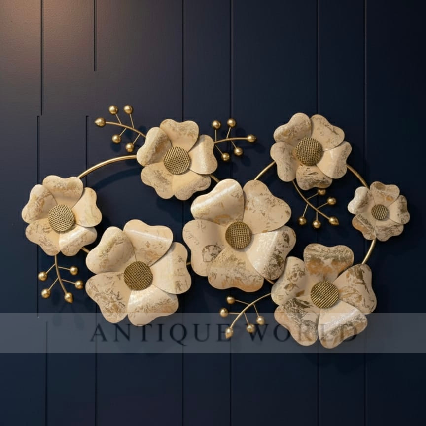 Golden Blossom Metal Wall Art