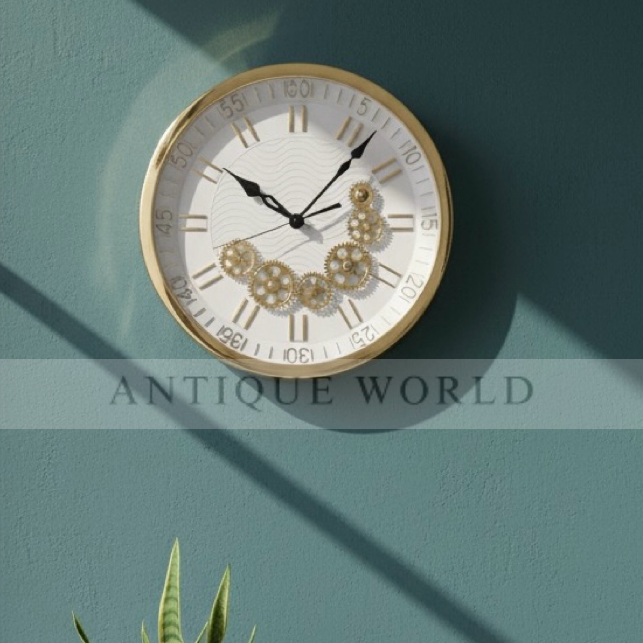 Golden Gear Elegance Wall Clock