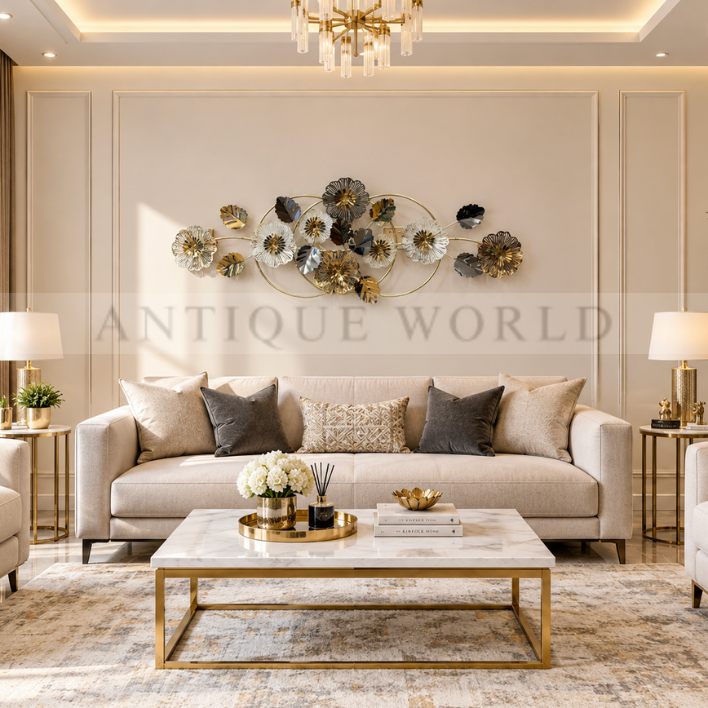 Golden Bloom Harmony Elegance Metal Wall Art