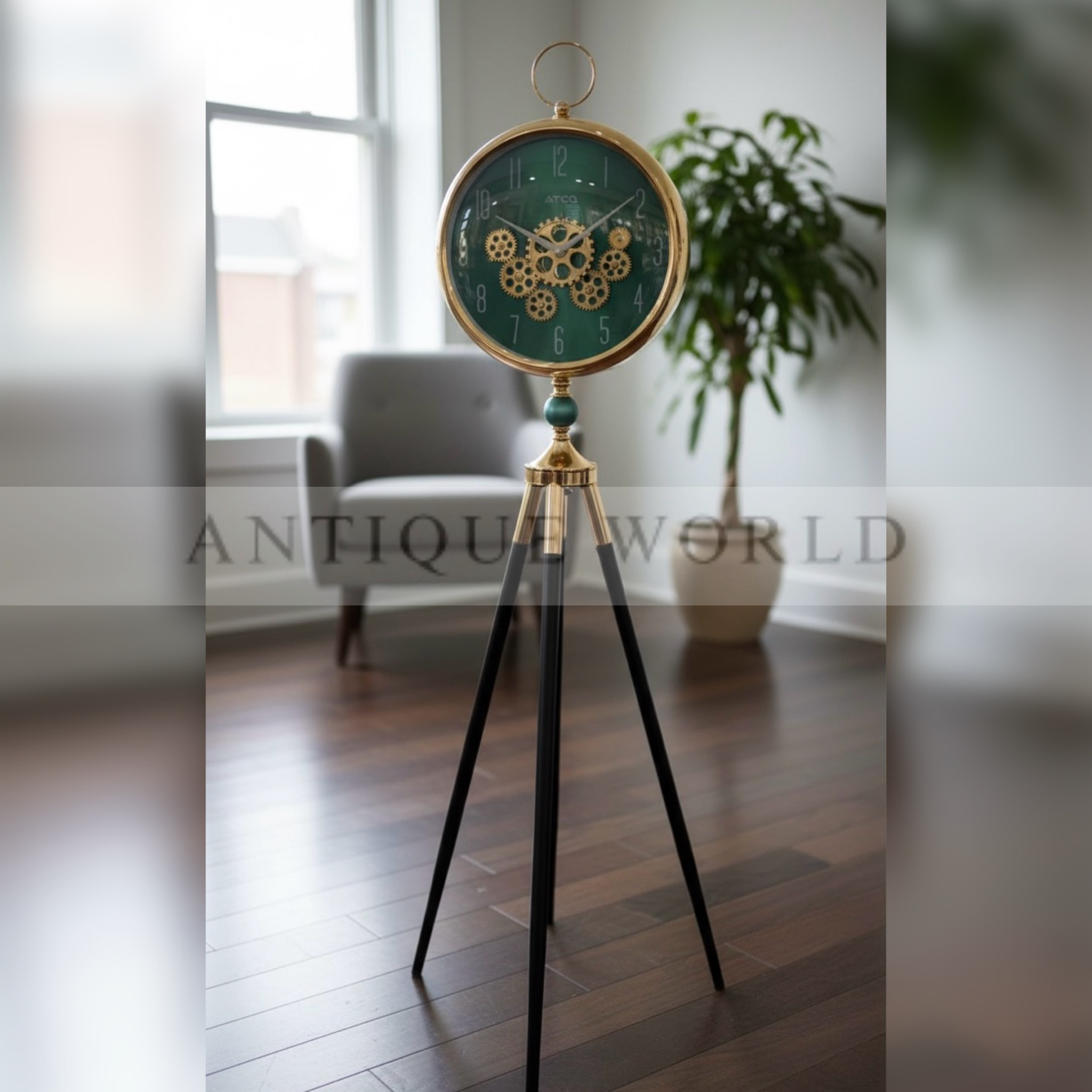 Steampunk Gears Tripod Floor Clock