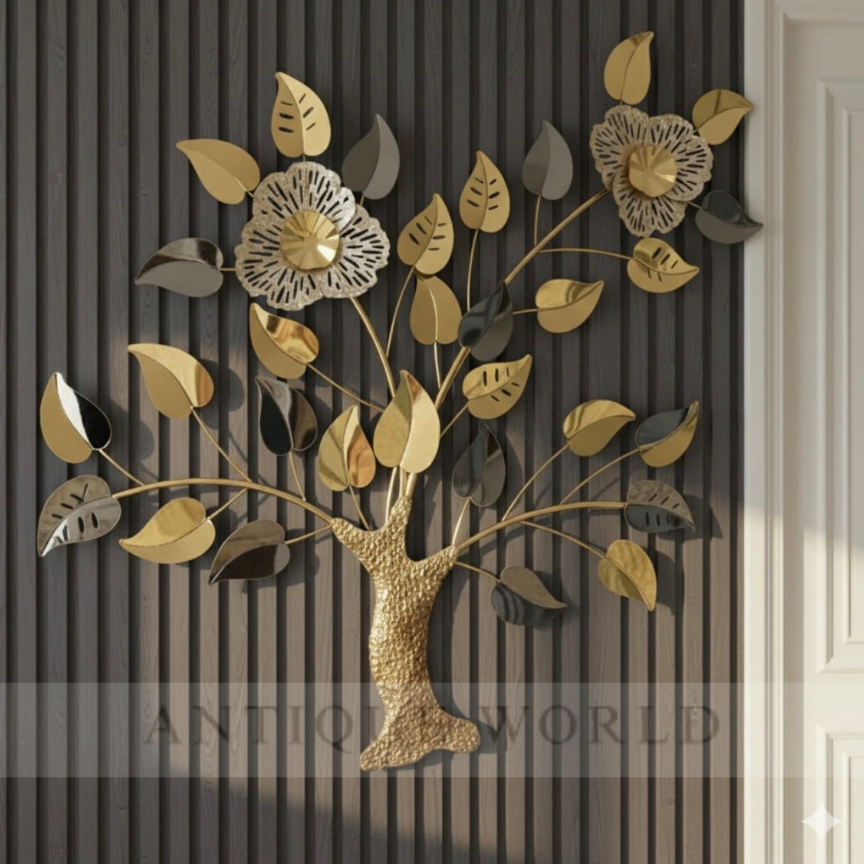 Geometric Metal Wall Art Tree