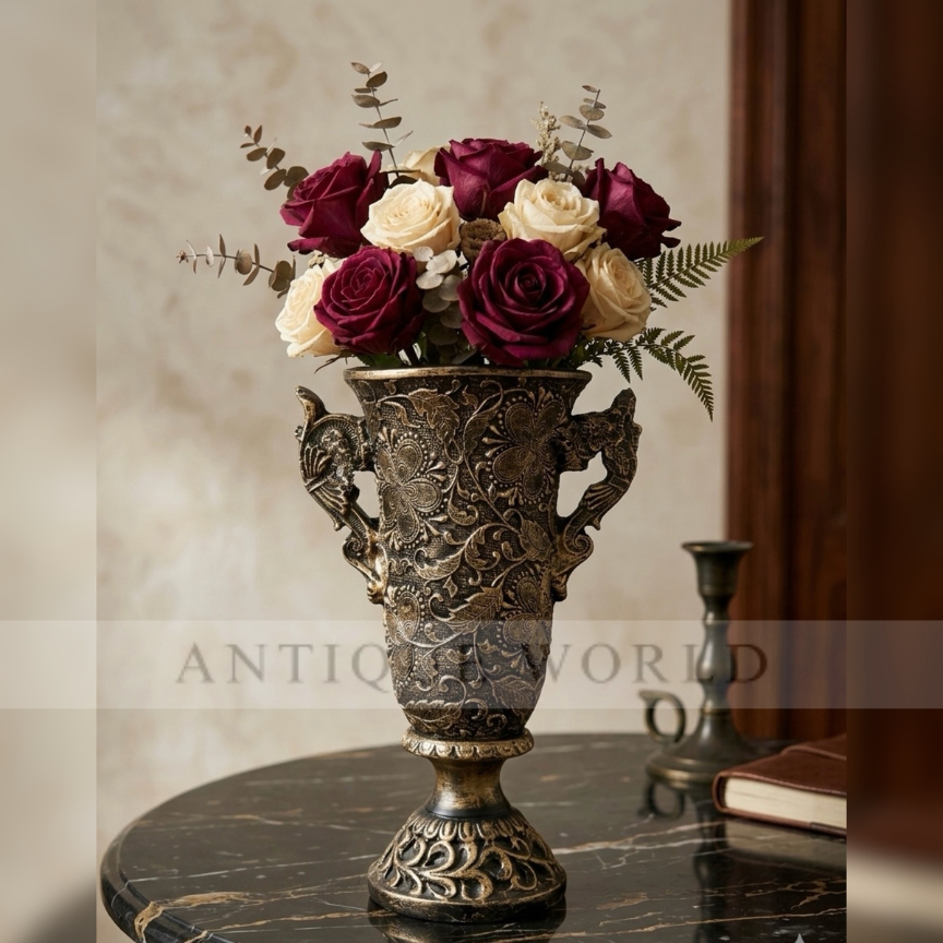 Antique Flora Engraved Vase