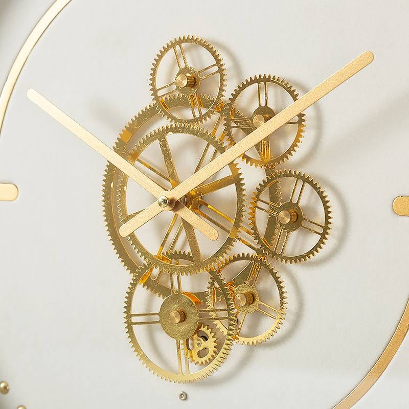 White and Golden Gears Wall Clock