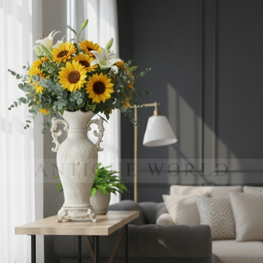 Textured Ceramic Jug Style Decorative Vase