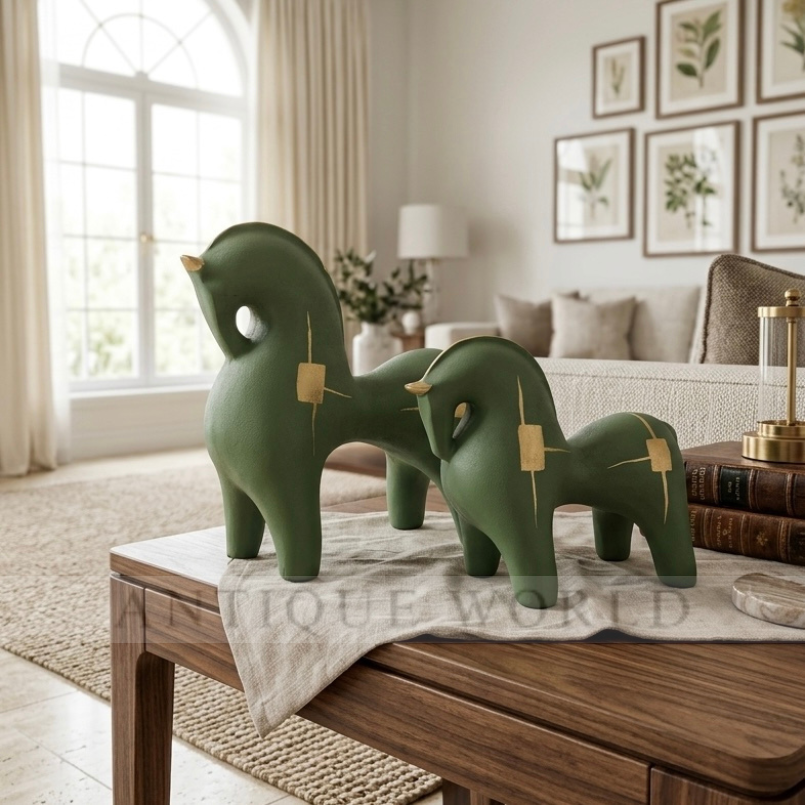 Abstract Black Horse Figurines (Set of 2 )