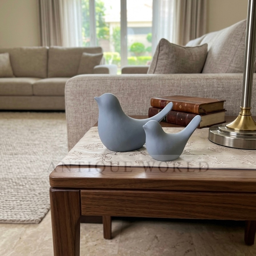 Minimalist Ceramic Bird Figurines (Set of 2 )