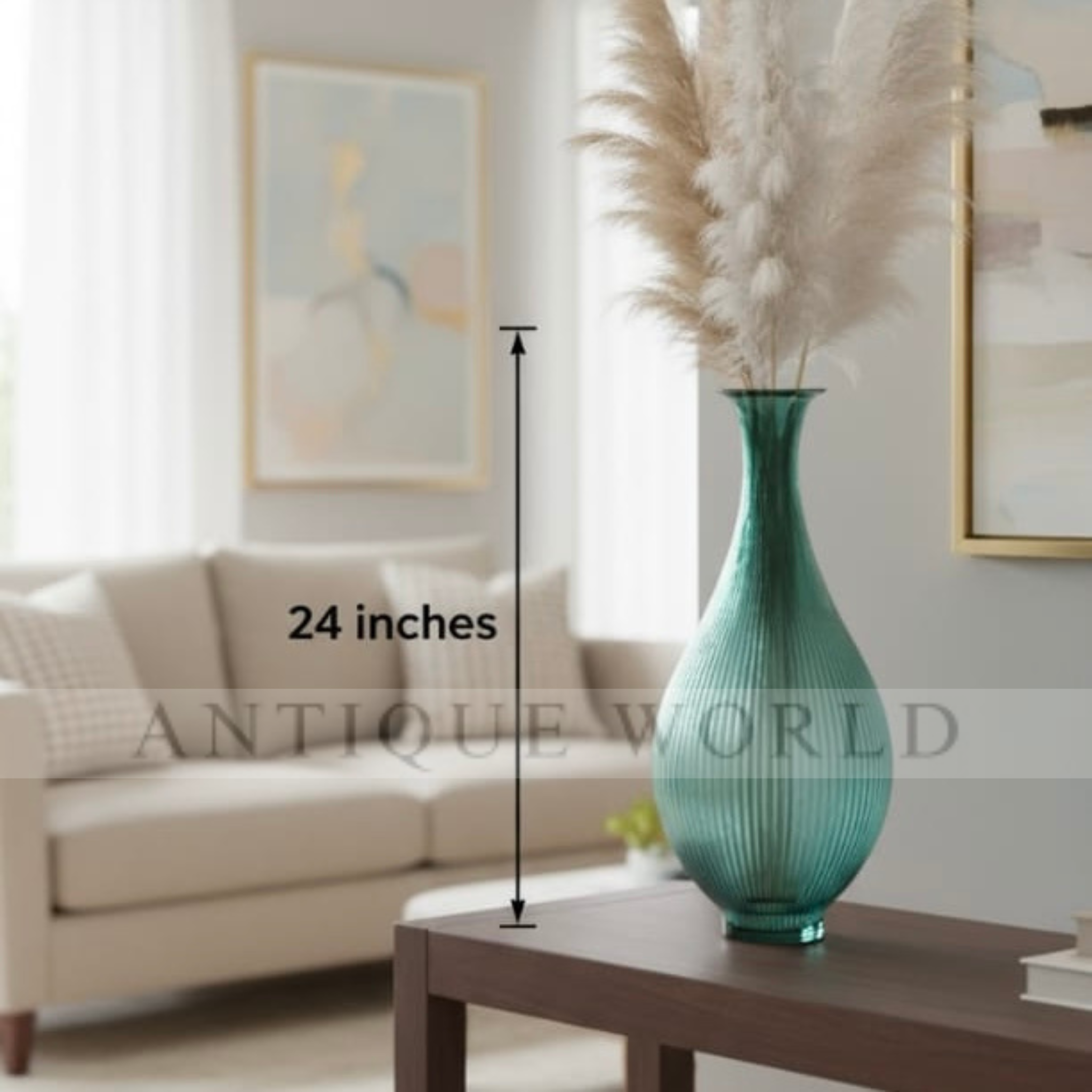 The Ribbed Teal Glass Vase