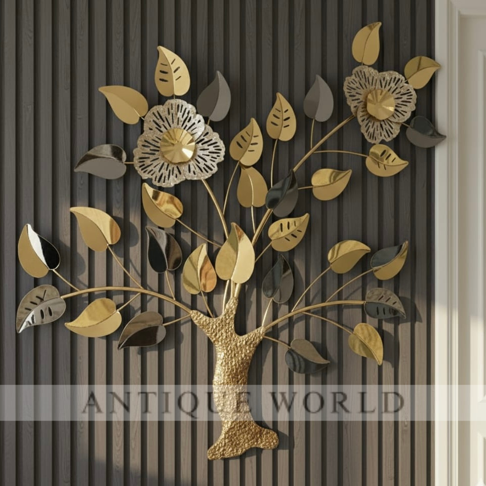 Geometric Metal Wall Art Tree