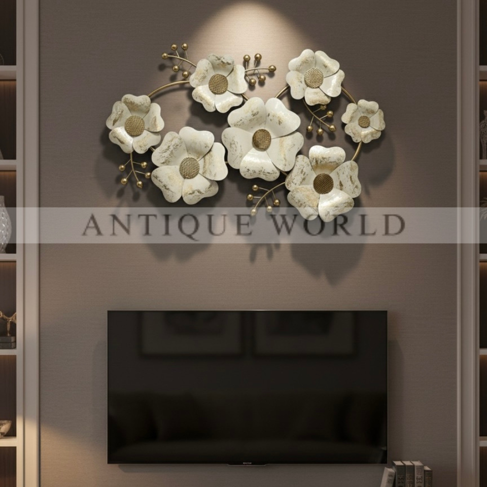 Golden Blossom Metal Wall Art