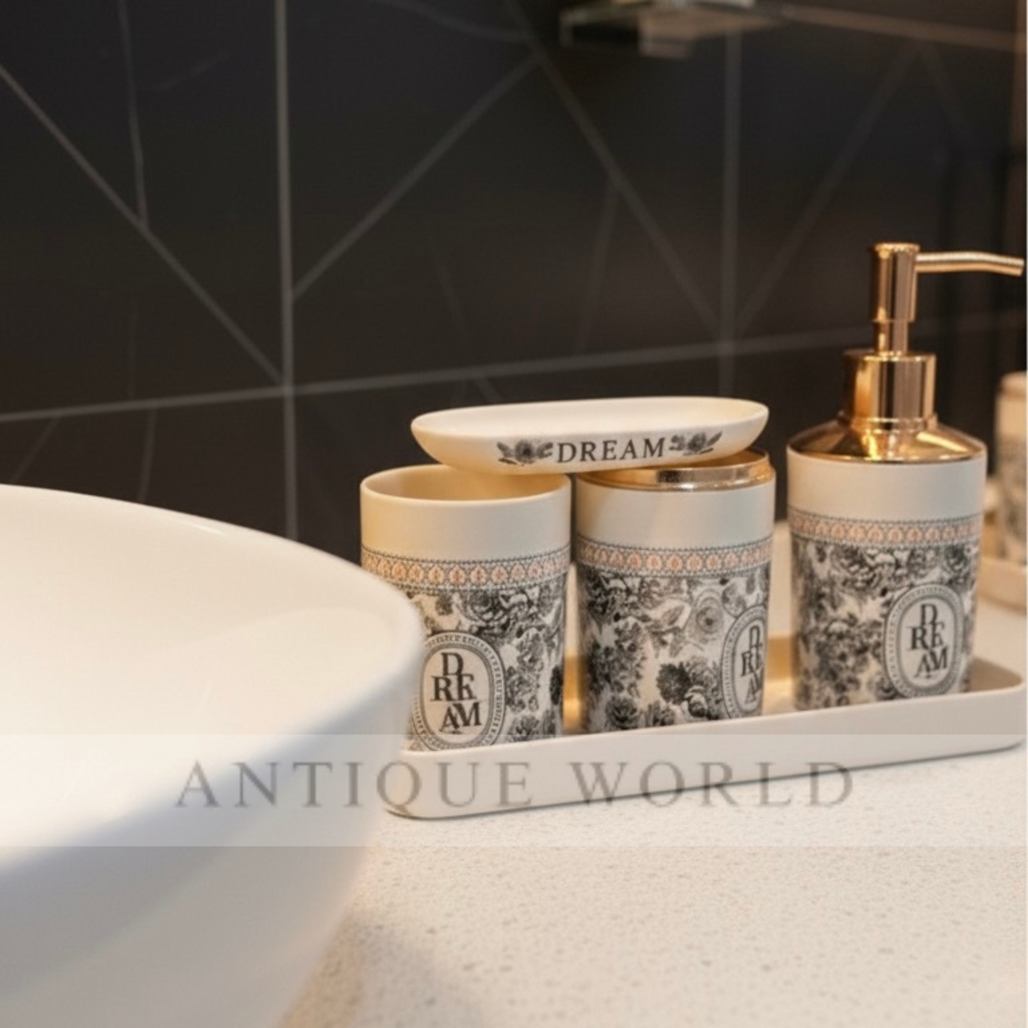 "Dark Dream" Vintage Print Bath Set