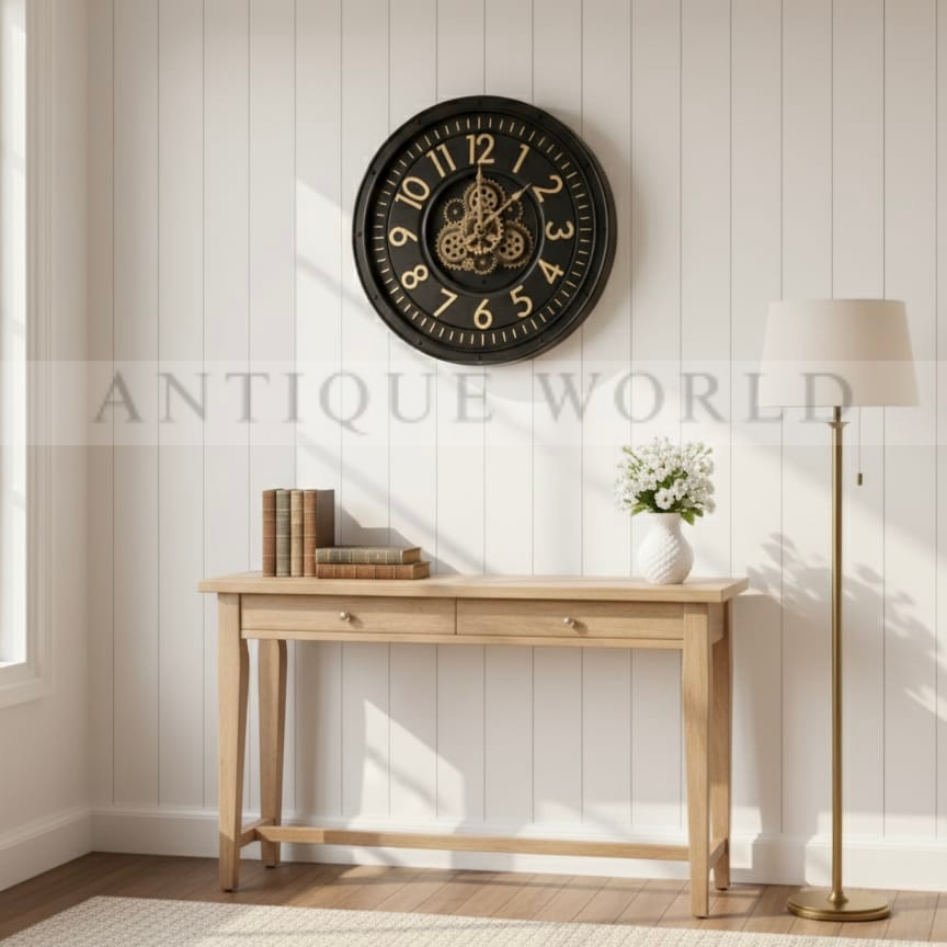Vintage Styled Wall Clock with Moving Gear