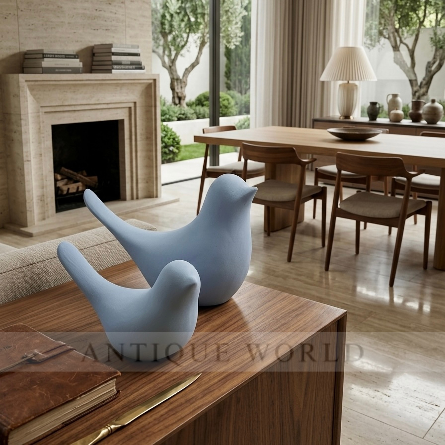 Minimalist Ceramic Bird Figurines (Set of 2 )