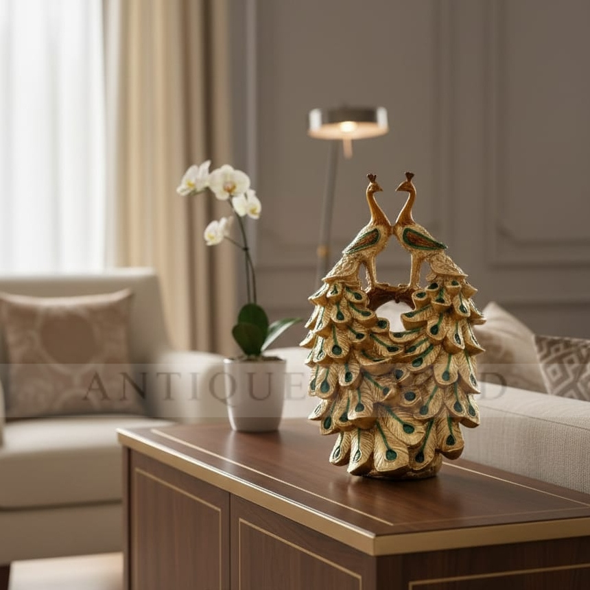 The Sovereign Bird Intricate Floral Peacock Statue