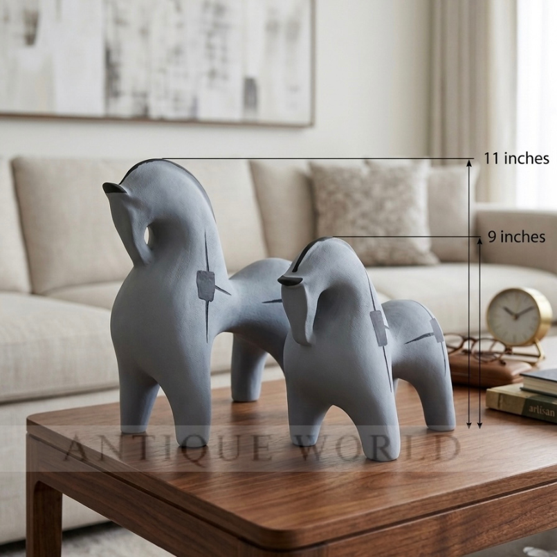Abstract Black Horse Figurines (Set of 2 )