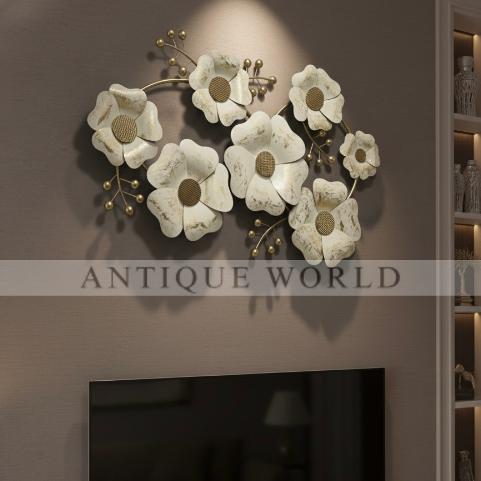 Golden Blossom Metal Wall Art