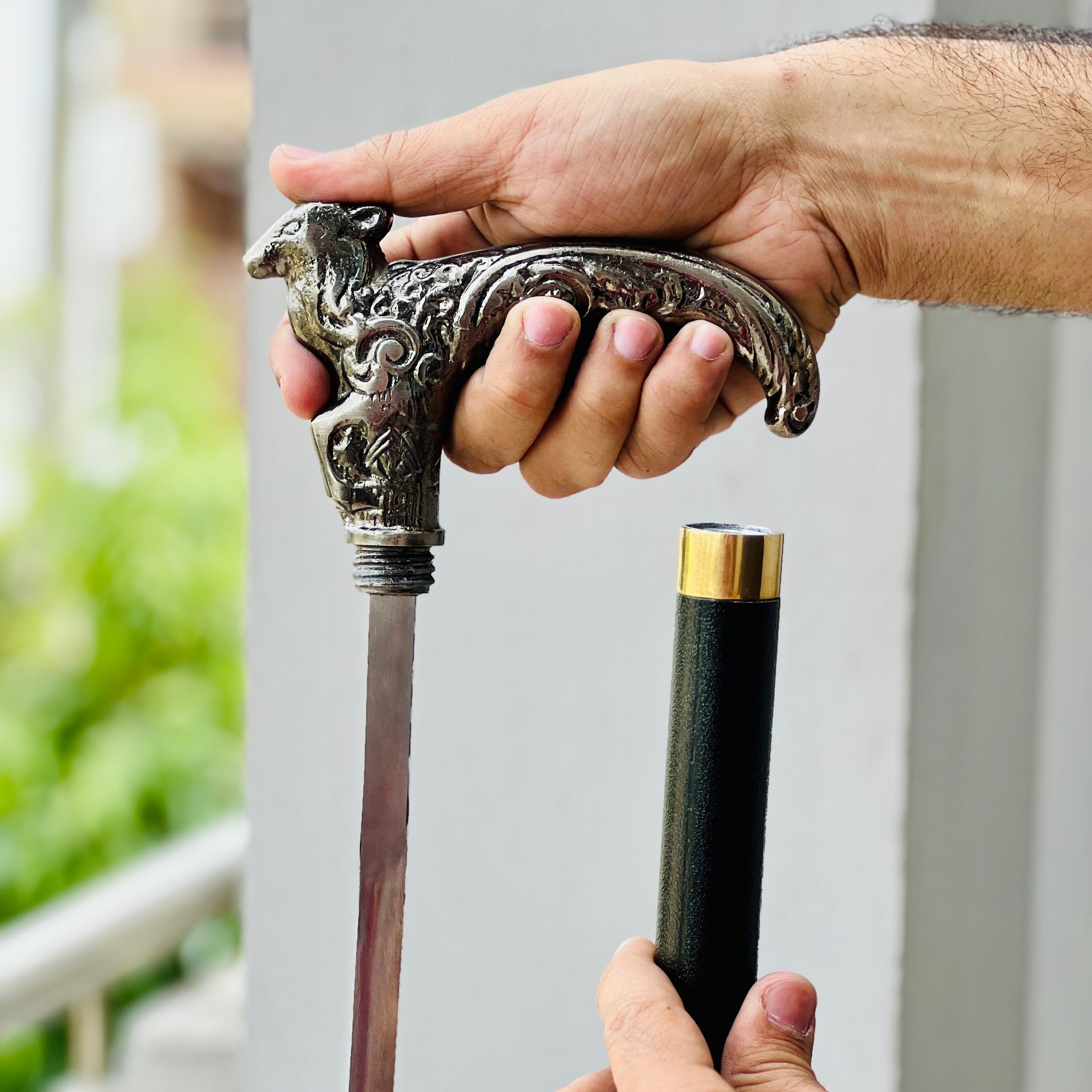 Lion Shaped Walking Cane with Hidden Sword