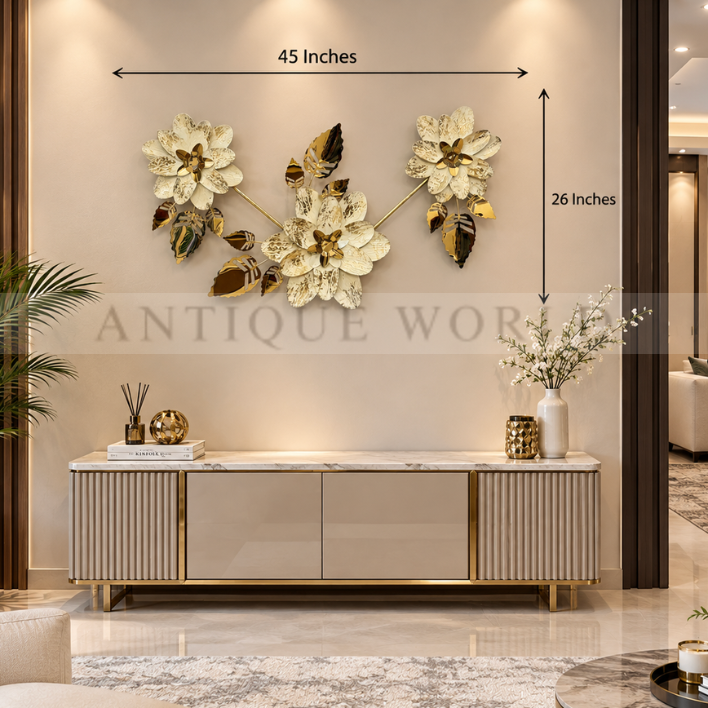 Golden Flowers Radiance Floral Wall Hanging