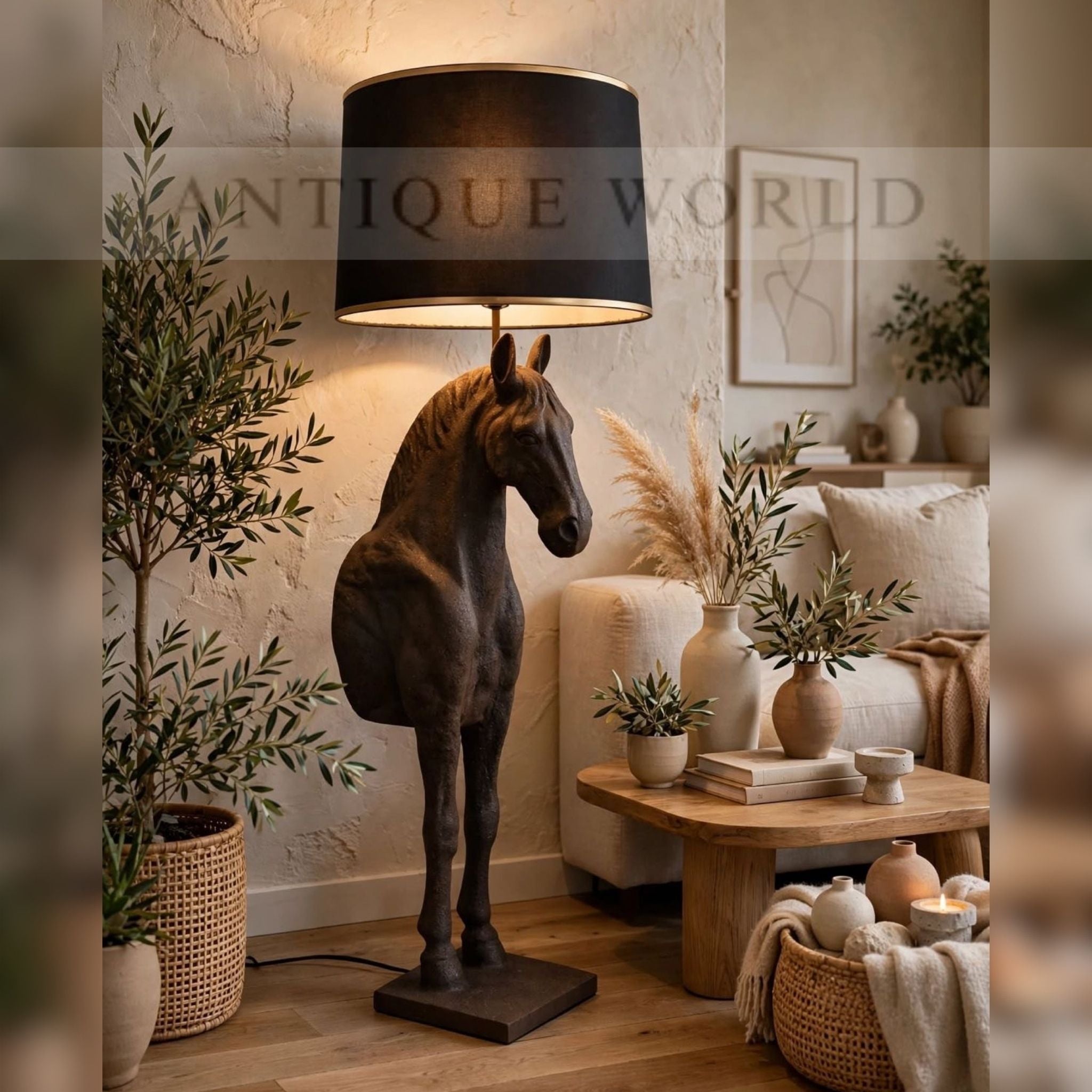 Luxury Horse Floor Lamp with Equestrian Sculptural