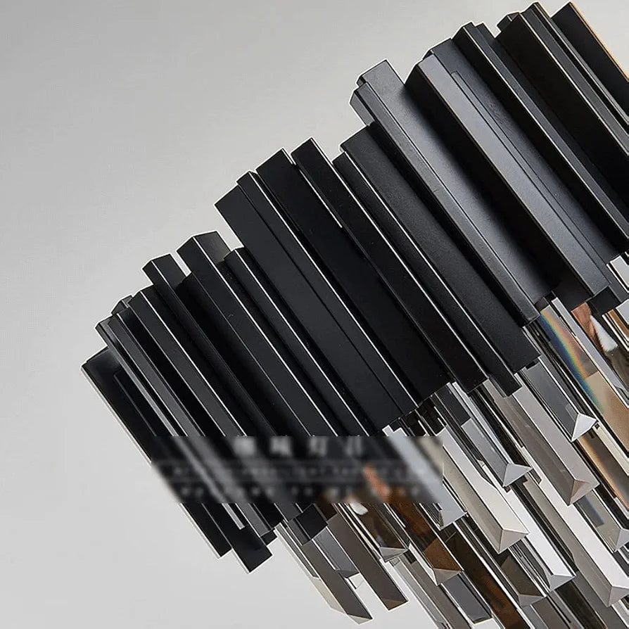 Metal Black Table Lamp with White Crystal Bars