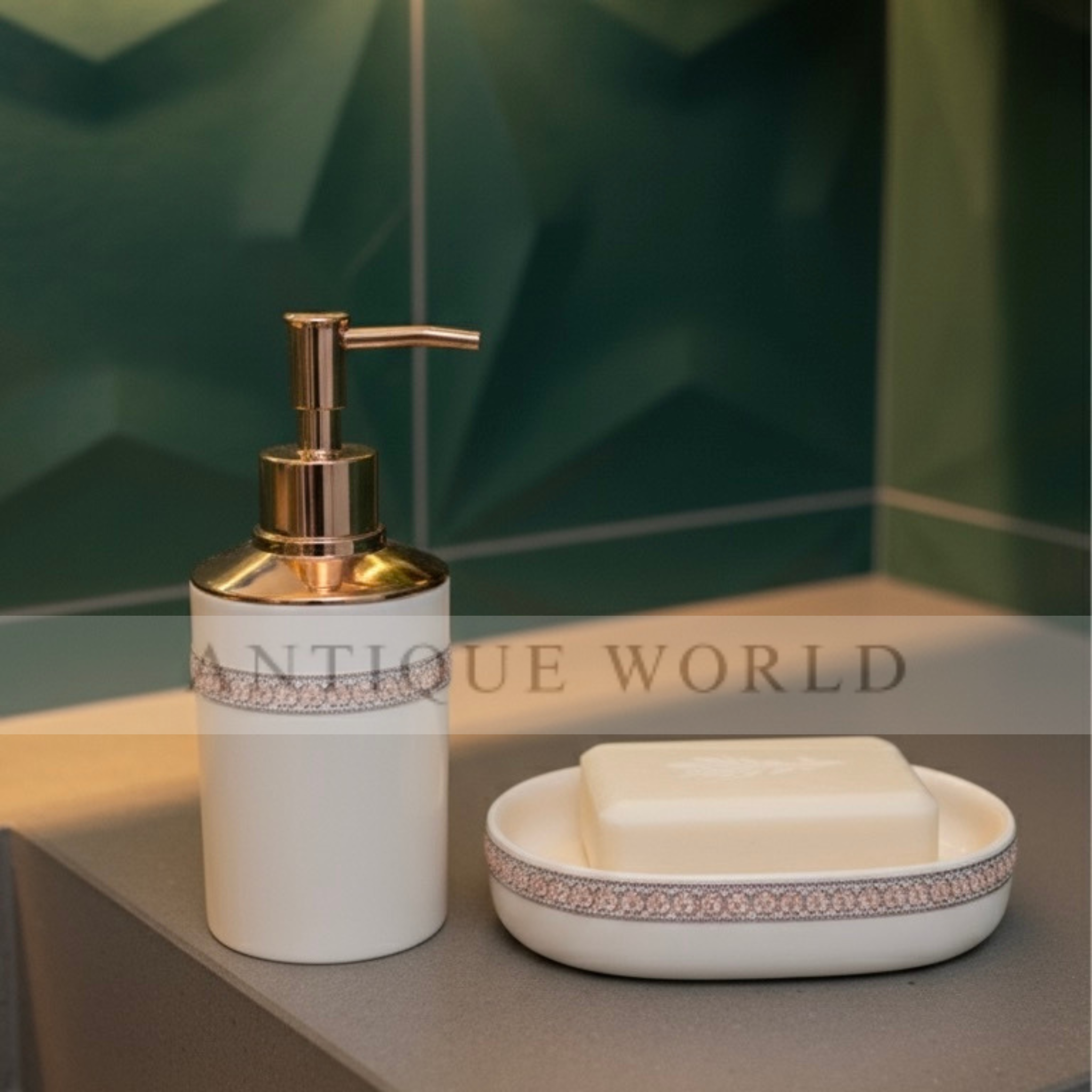Rose Gold Accent Ceramic Bath Set