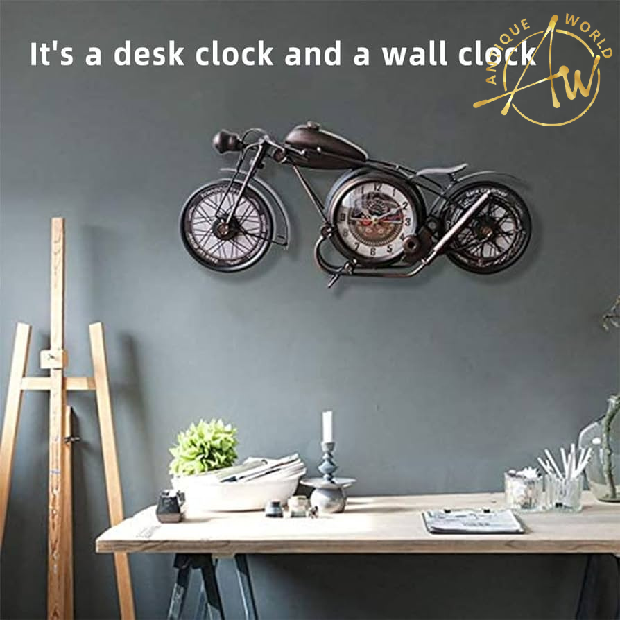 Retro Metal Motorcycle Table Clock