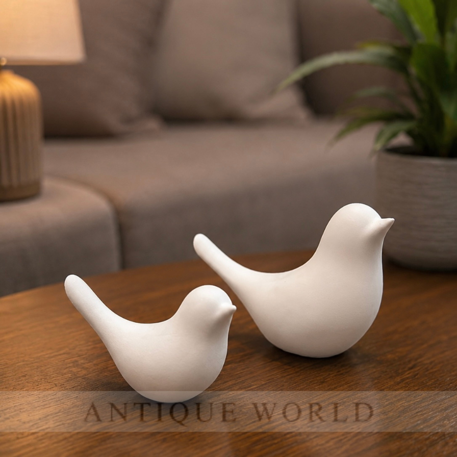 Minimalist Ceramic Bird Figurines (Set of 2 )