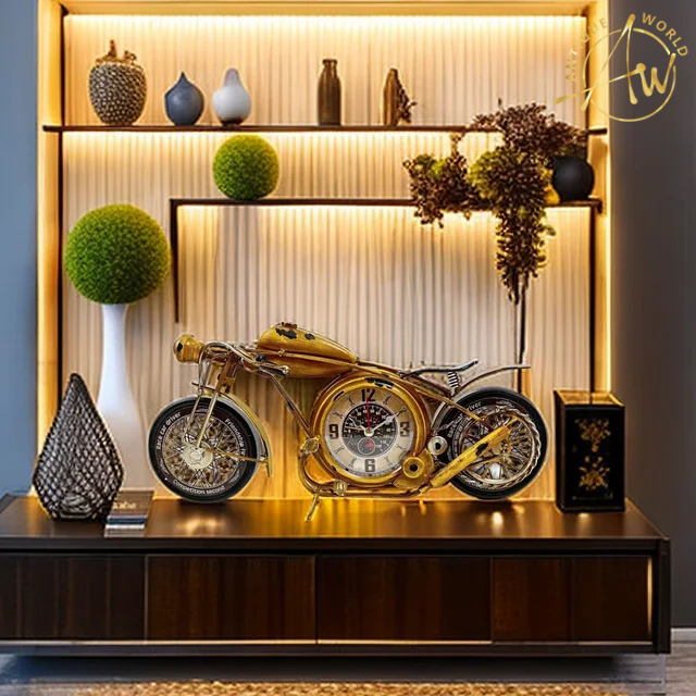 Retro Metal Motorcycle Table Clock