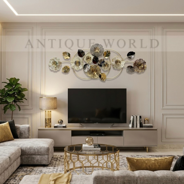 Golden Bloom Harmony Elegance Metal Wall Art