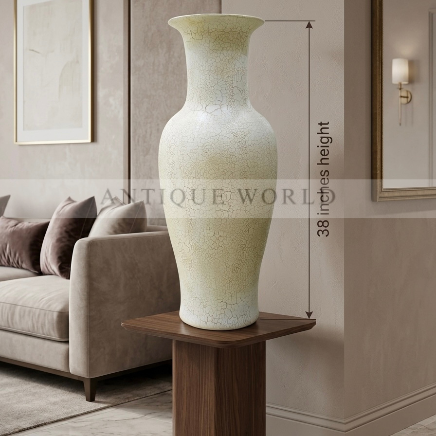 Ivory Serenity Tall Floor Vase with Dried Floral Arrangement