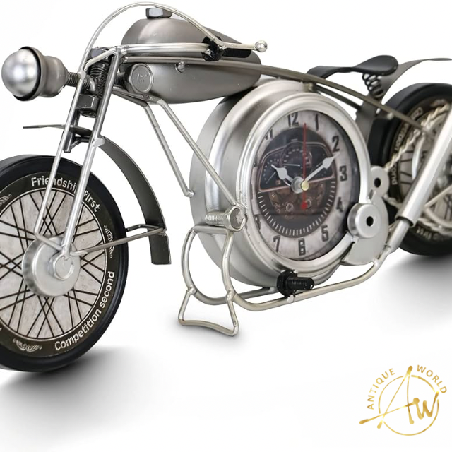 Retro Metal Motorcycle Table Clock