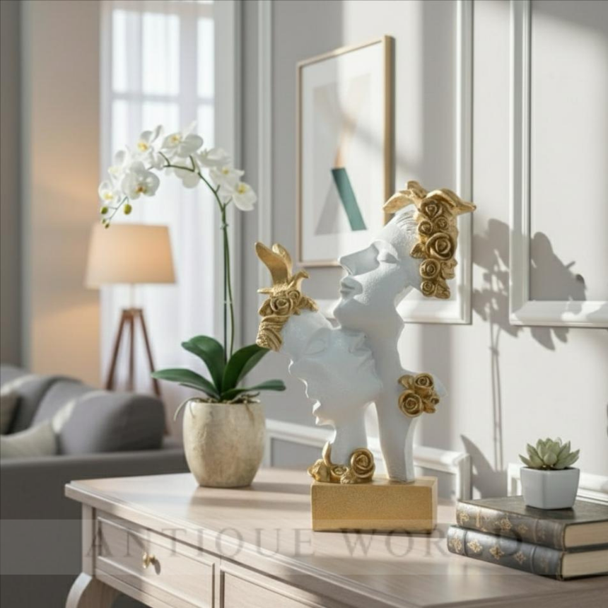 Vintage Golden Muse Double Face Sculpture