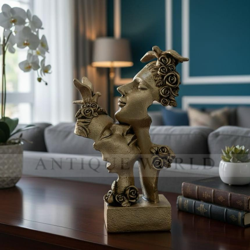 Vintage Golden Muse Double Face Sculpture