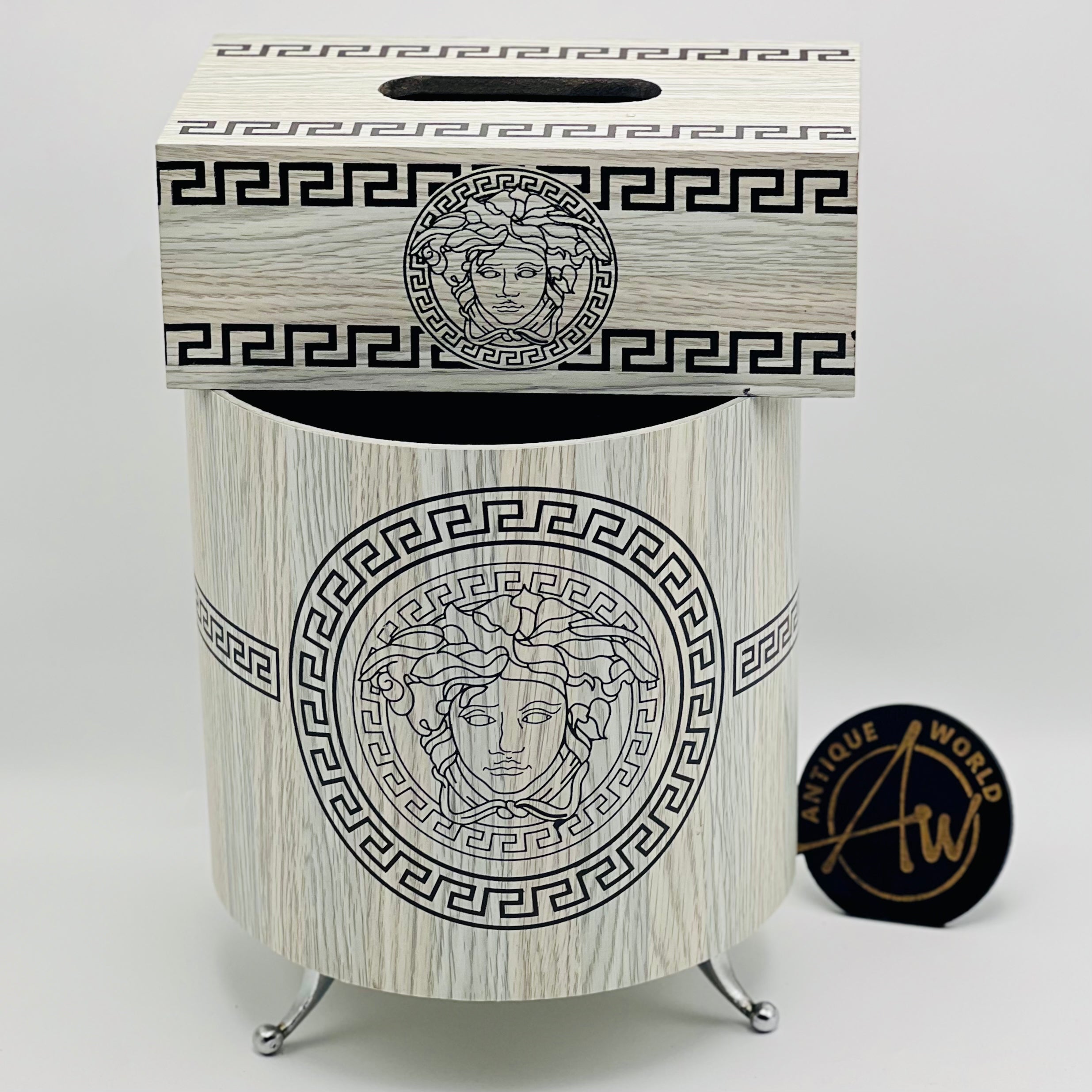 Versace Round Basket With Tissue Box