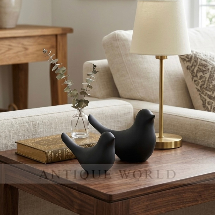 Minimalist Ceramic Bird Figurines (Set of 2 )