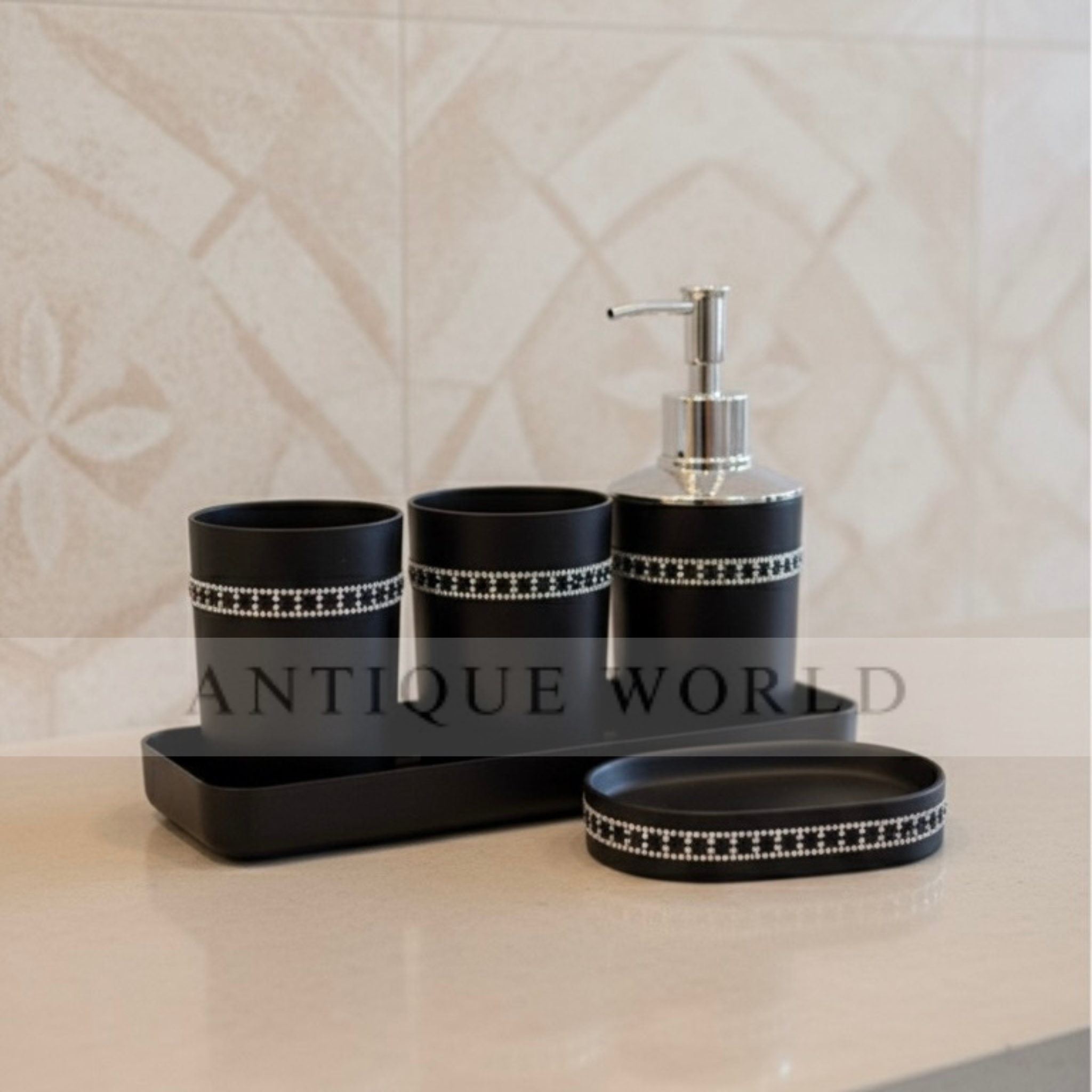 Matte Black Bling Bath Set
