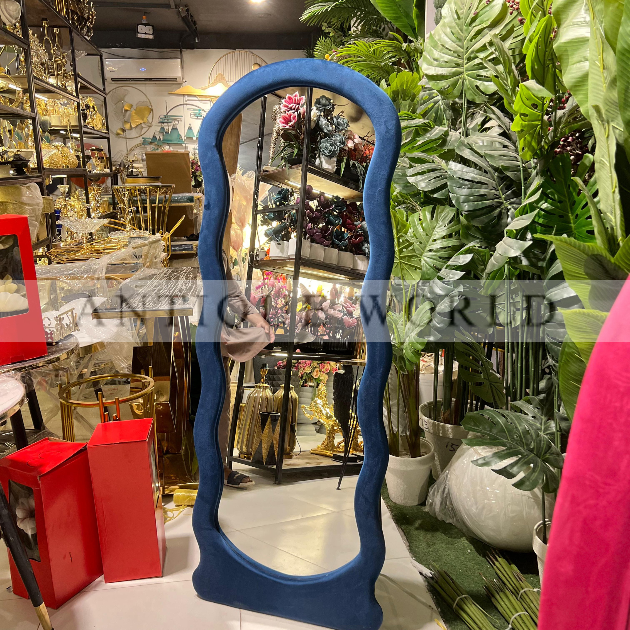 Blush Wave Floor Mirror
