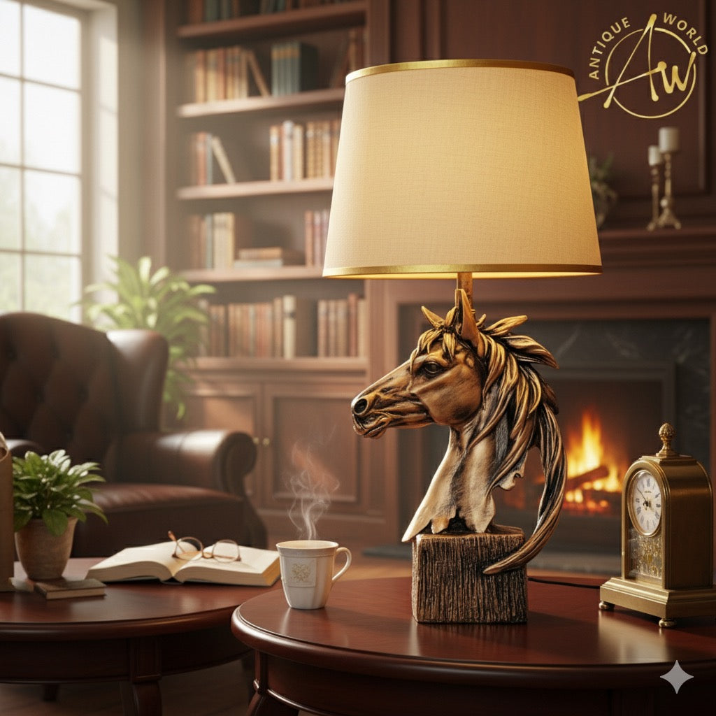 Antique Copper Horse Lamp