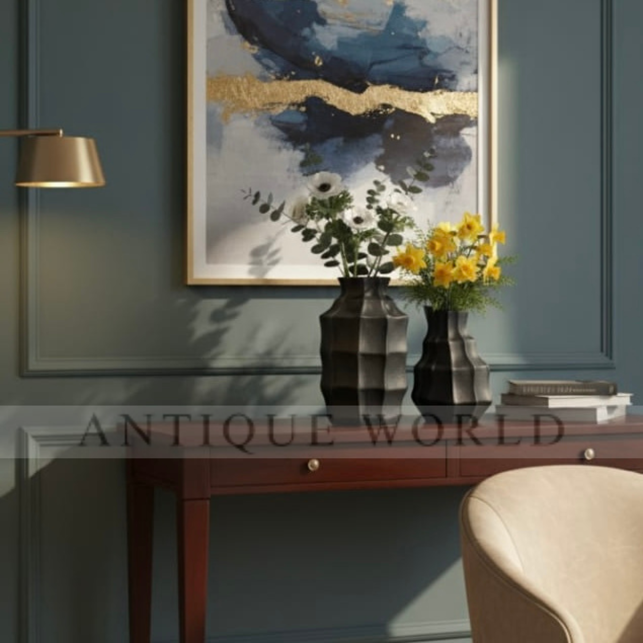 Black Textured Geometric Vases (Set Of 2)