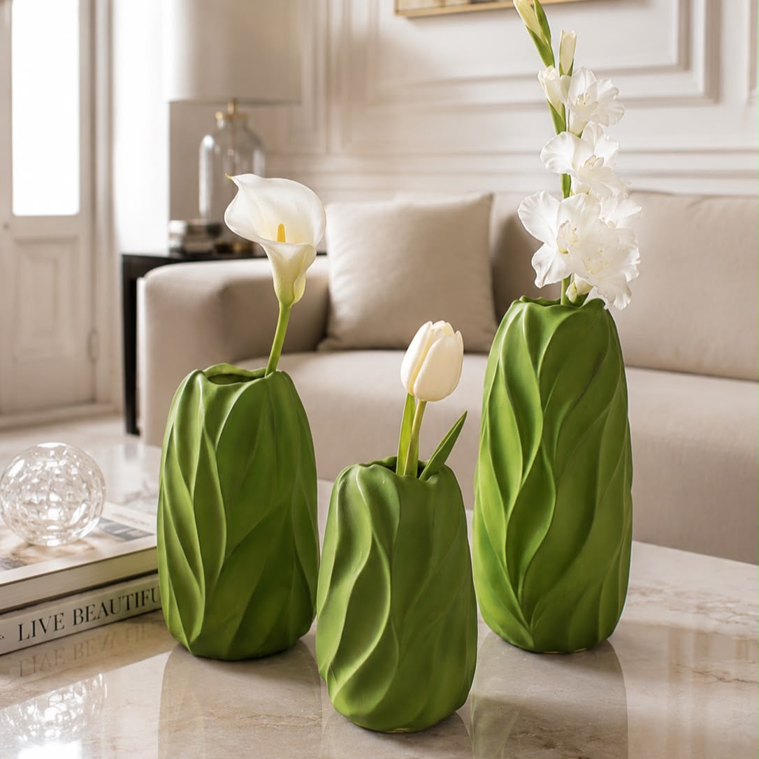 Textured Ceramic Vase ( Set of 3pc )