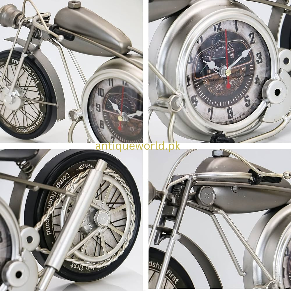 Retro Metal Motorcycle Table Clock