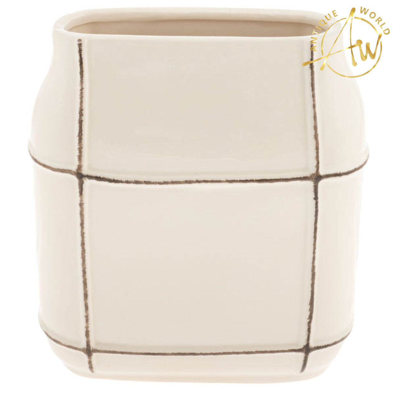 Flat Check White Vase