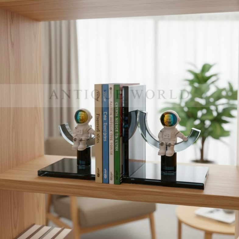 Astronaut Figurine Glass Bookends