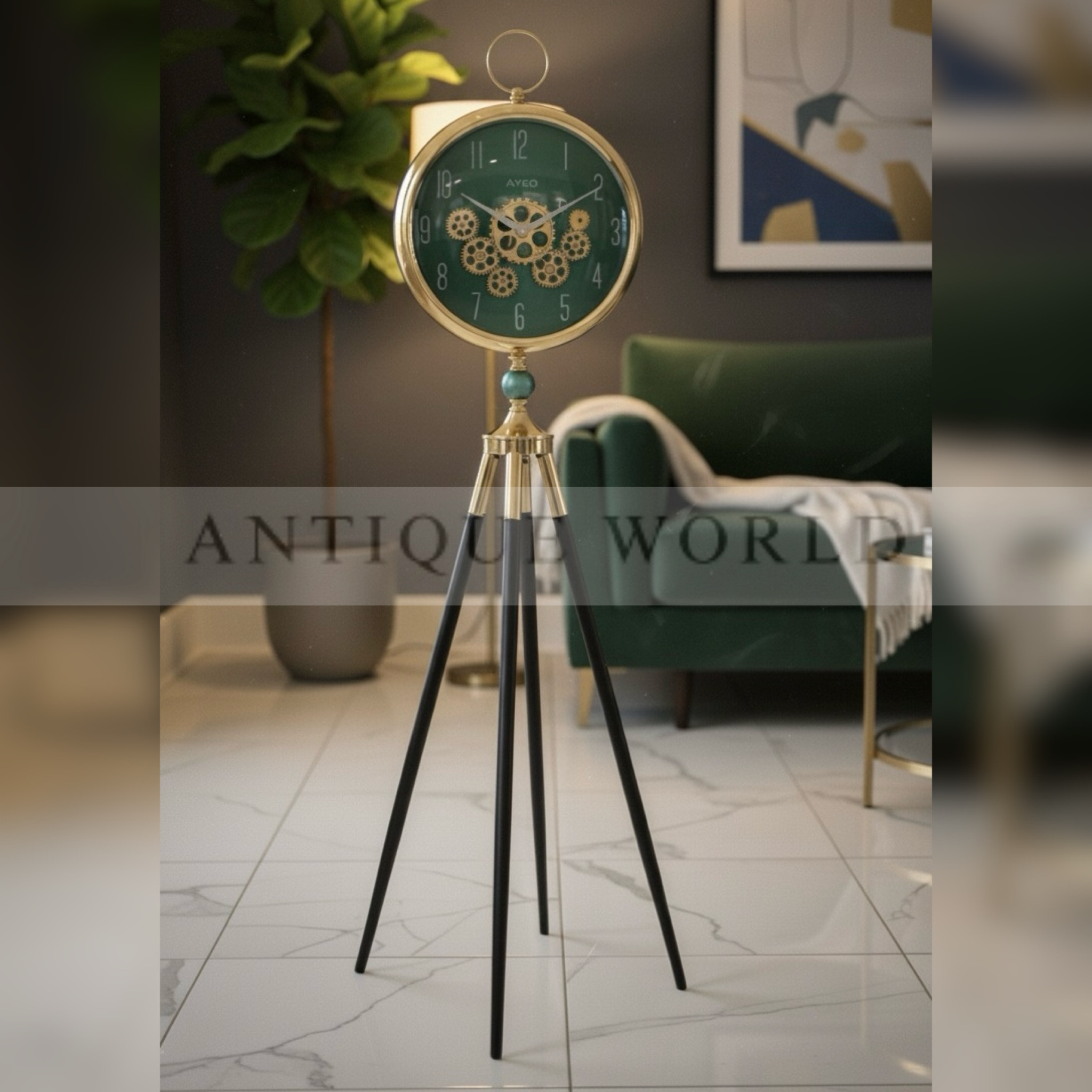 Steampunk Gears Tripod Floor Clock