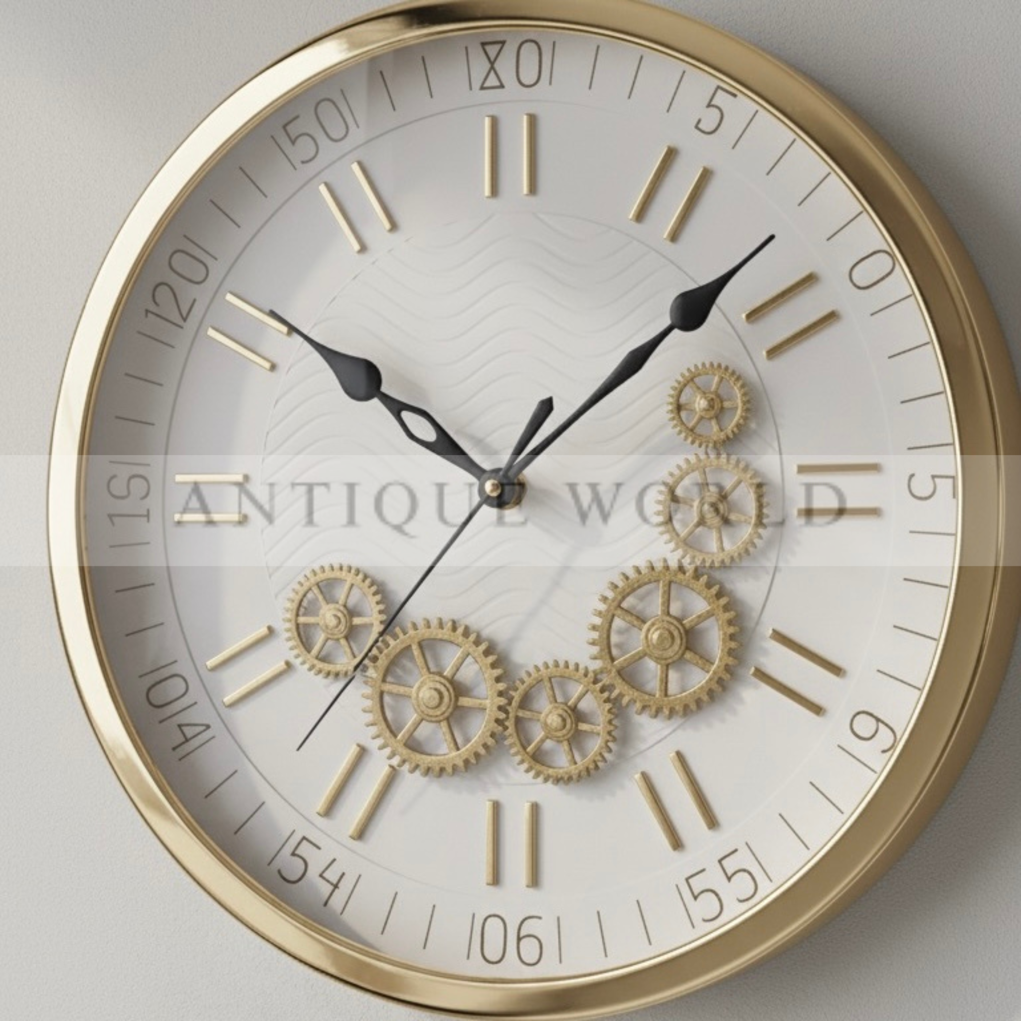 Golden Gear Elegance Wall Clock