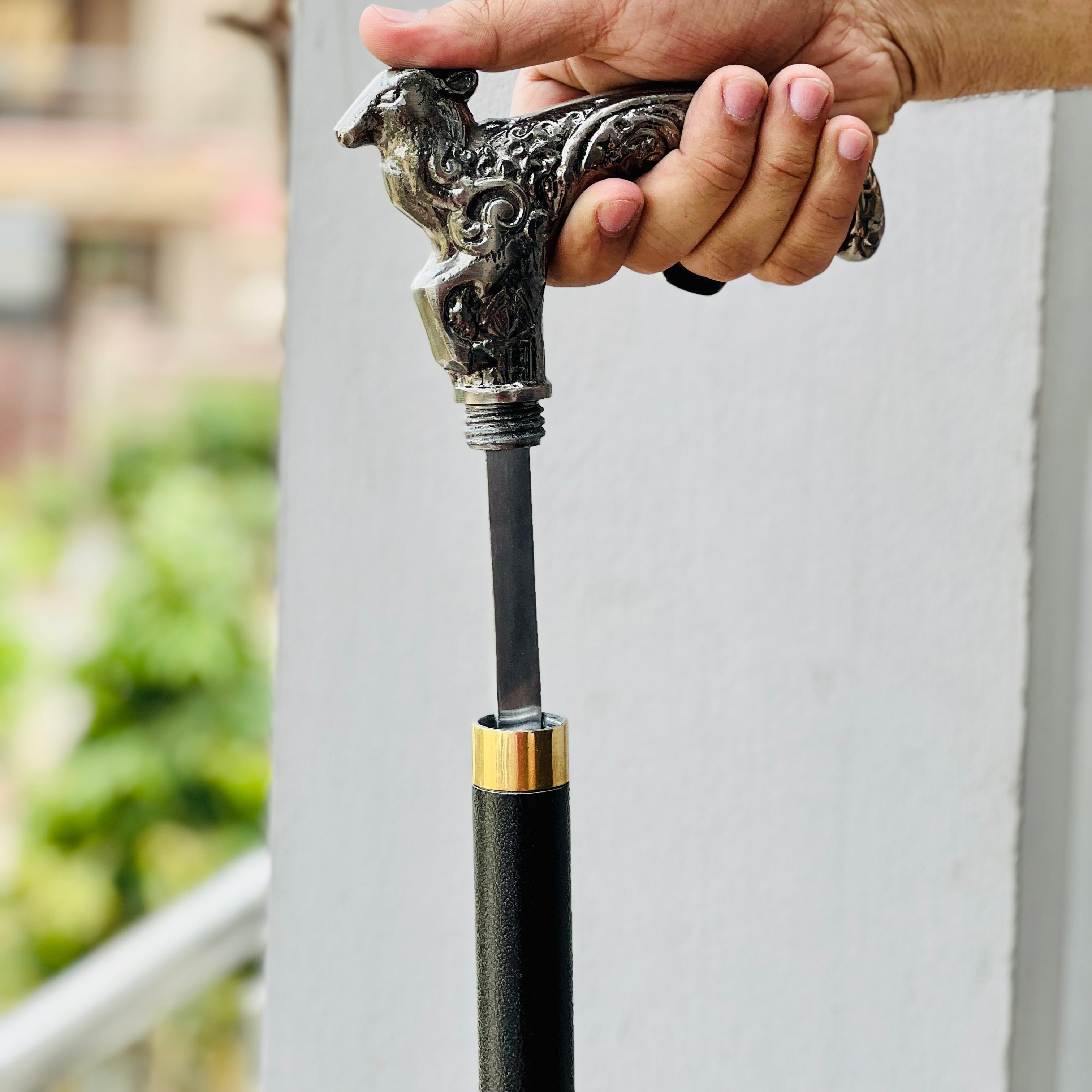 Lion Shaped Walking Cane with Hidden Sword